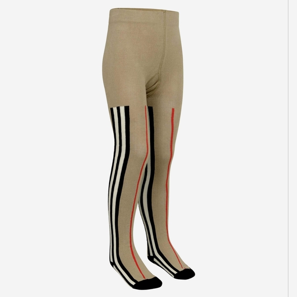 NEW! Burberry Kids Beige Icon Stripe Tights Size 8Y - Picture 4 of 16